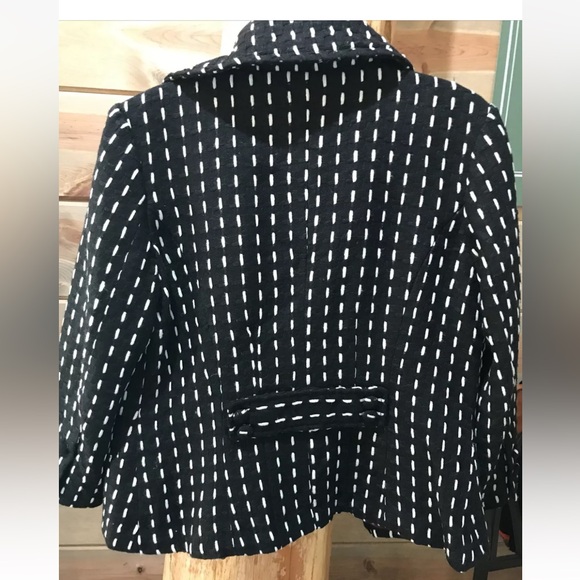 Tulle WOOL Jacket Anthropologie Black White Dotted Line Cropped Coat Business L - Picture 7 of 12